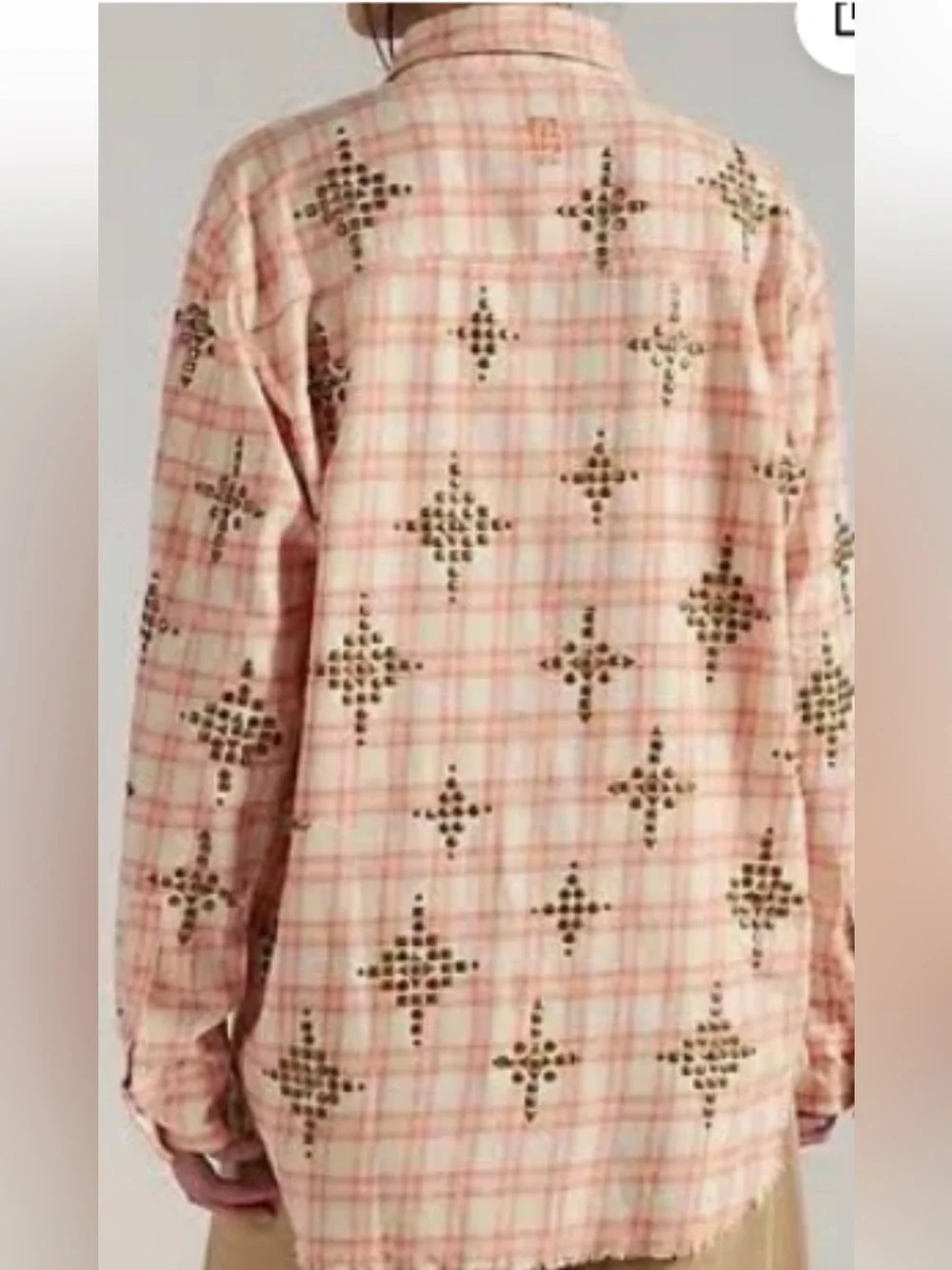 FREE PEOPLE X ONE TEASPOON LUNAR STUDDED COTTON FLANNEL BUTTON DOWN NWT sz L - Picture 2 of 4